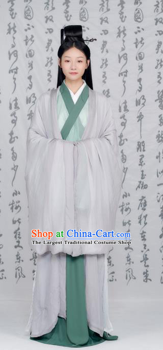 Traditional China Jin Dynasty Royal Princess Historical Clothing Ancient Female Swordsman Green Hanfu Dress Garment