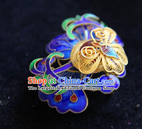 Handmade Traditional Court Golden Butterfly Necklace Jewelry Chinese Ancient Qing Dynasty Enamel Pendant Accessories