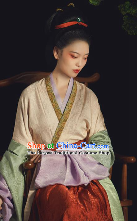 China Ancient Imperial Consort Hanfu Dress Traditional Song Dynasty Noble Countess Historical Clothing Complete Set