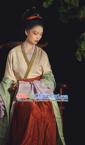 China Ancient Imperial Consort Hanfu Dress Traditional Song Dynasty Noble Countess Historical Clothing Complete Set