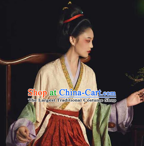 China Ancient Imperial Consort Hanfu Dress Traditional Song Dynasty Noble Countess Historical Clothing Complete Set