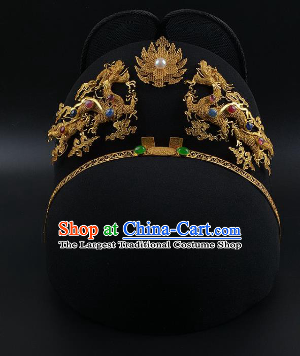 Chinese Traditional Hair Accessories Court Crown Prince Headwear Ancient Ming Dynasty Emperor Hat