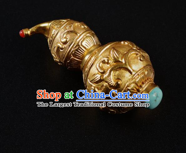 Chinese Traditional Hanfu Pendant Accessories Ancient Ming Dynasty Emperor Golden Gourd Decoration