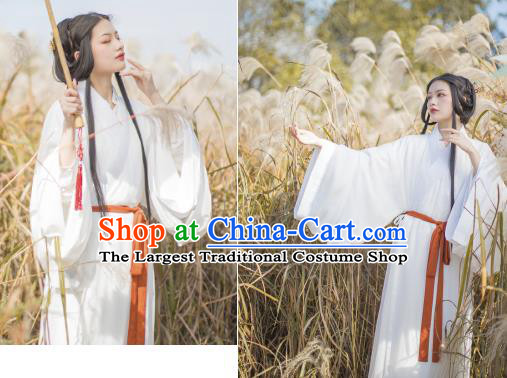 China Traditional White Hanfu Dress Jin Dynasty Royal Princess Historical Clothing Ancient Palace Lady Costumes