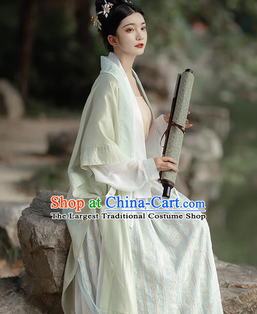 China Ancient Noble Lady Hanfu Dress Costumes Traditional Song Dynasty Young Beauty Historical Clothing