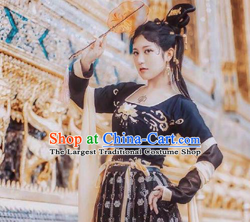 China Traditional Tang Dynasty Palace Lady Historical Clothing Ancient Princess Hanfu Dress Costumes