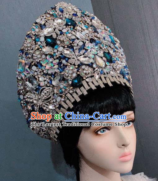 Top Handmade Crystal Royal Crown Stage Show Hair Ornament Baroque Queen Hat Hair Accessories