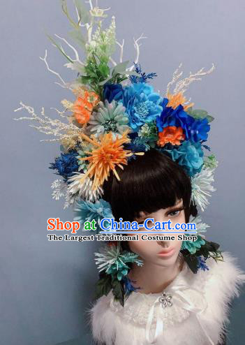 Top Handmade Flowers Royal Crown Wedding Princess Hair Accessories Chaplet Stage Show Headwear
