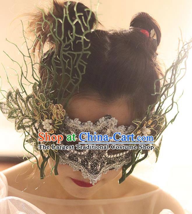 Top Green Branch Blinder Halloween Cosplay Princess Mask Stage Performance Face Accessories Fancy Ball Decorations