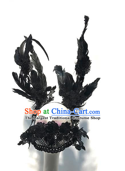 Top Fancy Ball Decorations Lace Blinder Halloween Cosplay Flowers Mask Stage Performance Black Feather Face Accessories
