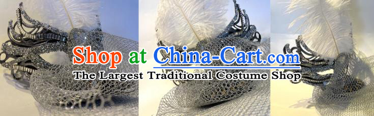 Handmade Stage Show Cosplay White Feather Headpiece Brazilian Carnival Headwear Baroque Queen Hair Accessories