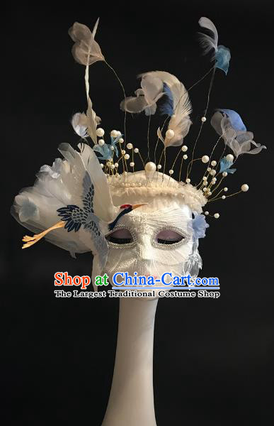 Top Fancy Ball Decorations Halloween Cosplay Mask Embroidered Crane Blinder Stage Performance Face Accessories