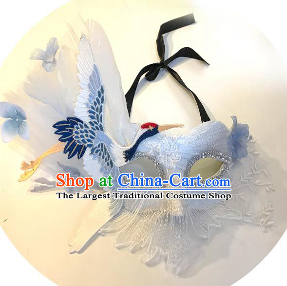 Top Fancy Ball Decorations Halloween Cosplay Mask Embroidered Crane Blinder Stage Performance Face Accessories