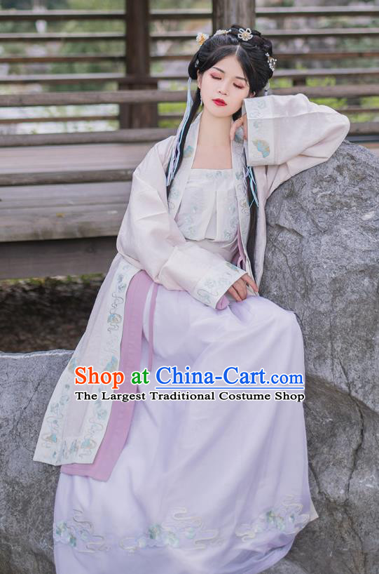 China Song Dynasty Young Beauty Historical Clothing Traditional Costume Ancient Hanfu Dress for Women