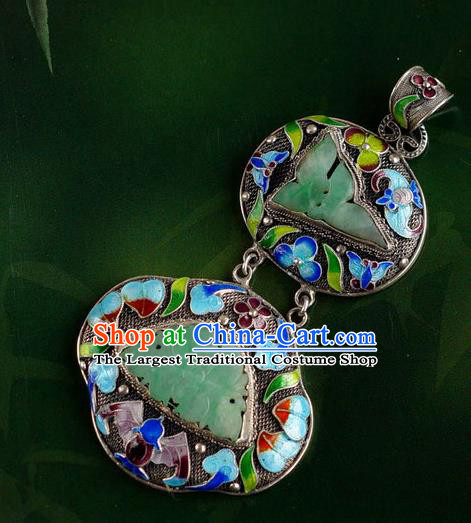 China Traditional National Jade Jewelry Accessories Handmade Cloisonne Bat Necklace Pendant