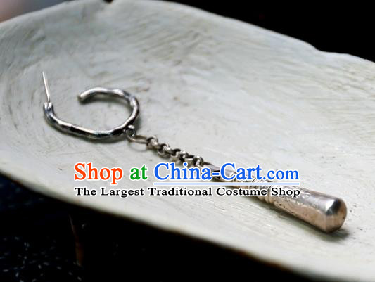China Traditional National Silver Jewelry Ancient Qing Dynasty Palace Lady Earrings Handmade Ear Accessories