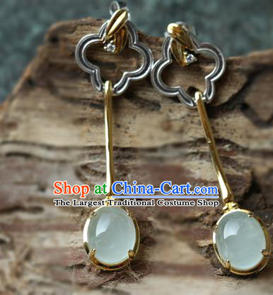 Handmade Chinese Classical Cheongsam Earrings Chalcedony Eardrop Accessories Traditional Spar Ear Jewelry