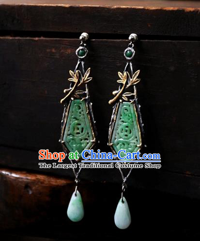 China Handmade Jade Ear Accessories Traditional Cheongsam Earrings National Jewelry