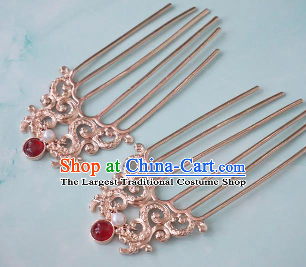 China Tang Dynasty Palace Lady Hair Combs Traditional Hanfu Hair Accessories Ancient Noble Woman Hairpins