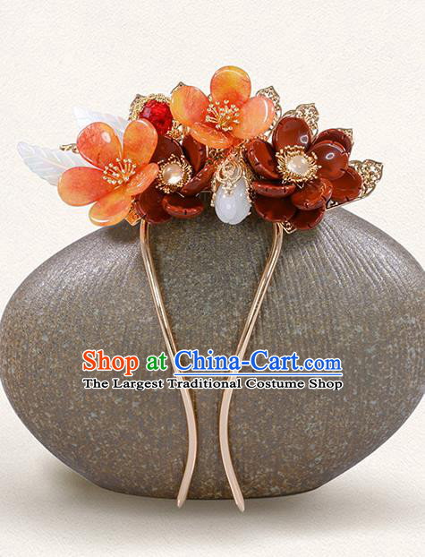 China Ming Dynasty Flowers Hair Comb Traditional Hanfu Hair Accessories Ancient Princess Plum Blossom Hairpins