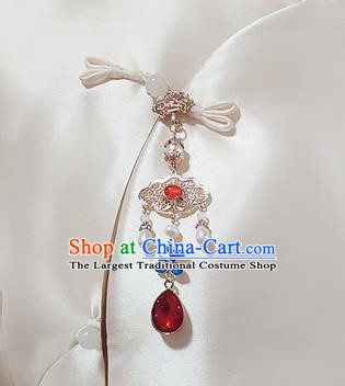 Chinese Traditional Cheongsam Jewelry Pendant Tassel Accessories Handmade Red Crystal Brooch