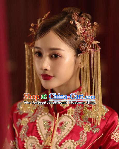 China Traditional Wedding Tassel Hairpins Bride Hair Accessories Hair Sticks