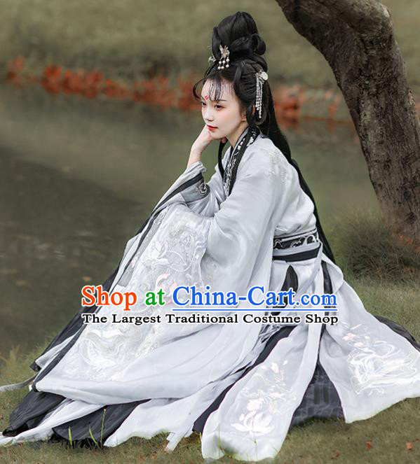 China Spring and Autumn Period Beauty Xi Shi Costume Ancient Imperial Concubine Hanfu Dress Historical Traditional Clothing