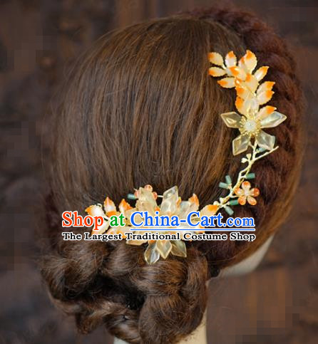 China Bride Flower Hair Stick Hair Accessories Traditional Wedding Xiuhe Suit Hair Comb