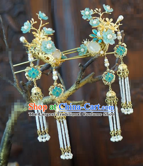 China Traditional Bride Tassel Hairpins Hair Sticks Wedding Xiuhe Suit Hair Accessories