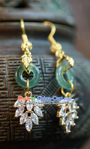 Top Grade Traditional Hanfu Accessories Jade Ear Jewelry China Ancient Bride Crystal Earrings