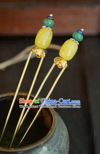 China Wedding Bride Topaz Hairpin Traditional Xiuhe Suit Hair Accessories Ancient Qing Dynasty Palace Hair Stick