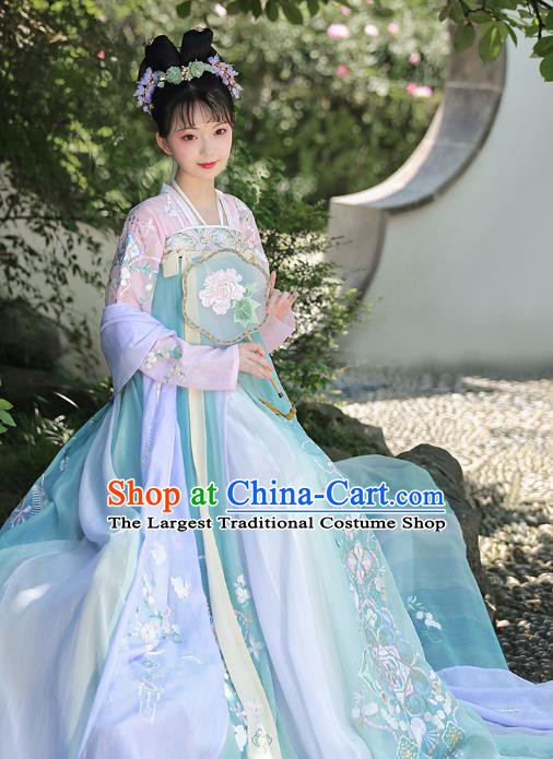 China Traditional Hanfu Clothing Ancient Court Lady Apparels Tang Dynasty Princess Embroidered Dress for Women