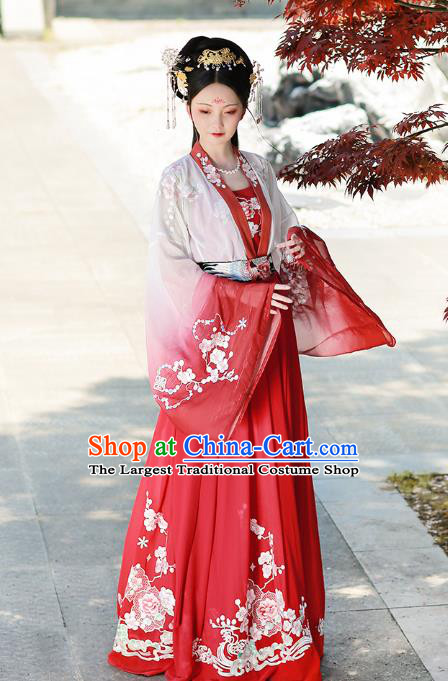 China Ancient Young Beauty Costumes Traditional Tang Dynasty Court Woman Hanfu Dress Historical Clothing