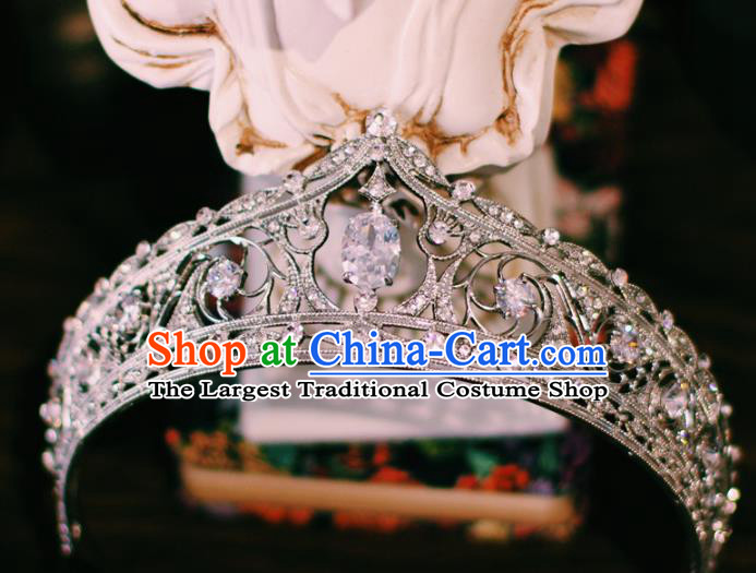 European Retro Zircon Royal Crown Wedding Bride Hair Accessories Crystal Hair Clasp