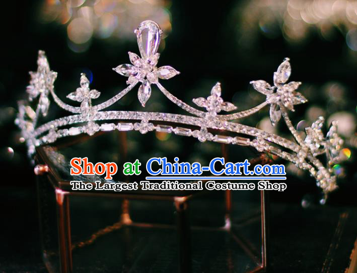 Baroque Retro Zircon Royal Crown European Wedding Bride Hair Accessories Crystal Hair Clasp