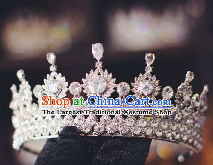 Baroque Retro Zircon Royal Crown Princess Crystal Hair Clasp European Wedding Bride Hair Accessories