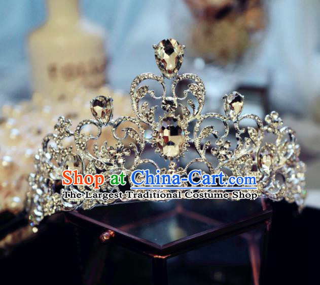 Handmade Wedding Bride Hair Accessories European Princess Hair Clasp Baroque Retro Zircon Royal Crown