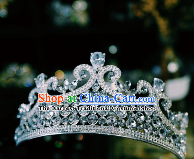 European Princess Zircon Hair Clasp Baroque Retro Royal Crown Handmade Wedding Bride Hair Accessories