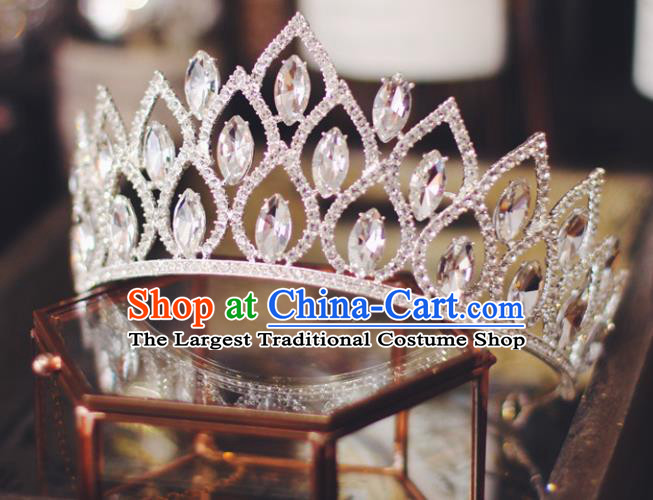 European Princess Birthday Hair Clasp Handmade Wedding Bride Hair Accessories Baroque Retro Crystal Royal Crown