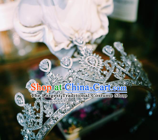 European Queen Zircon Hair Clasp Handmade Wedding Bride Hair Accessories Baroque Royal Crown