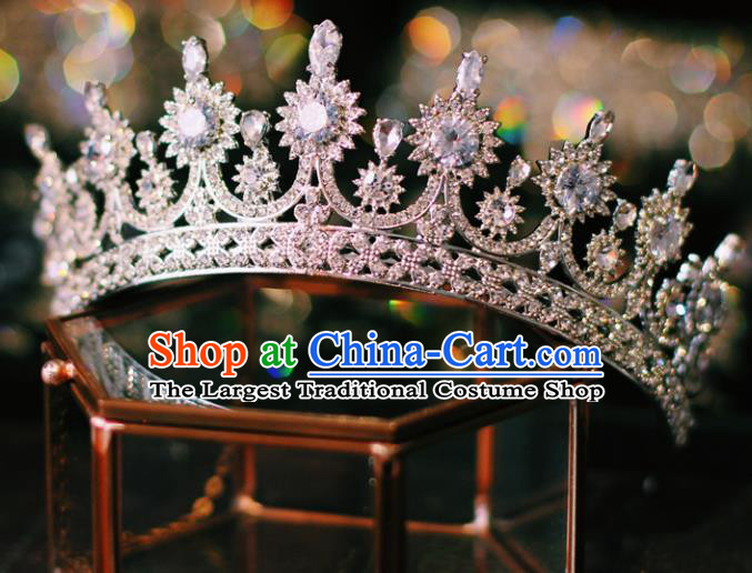 European Court Hair Accessories Wedding Bride Hair Clasp Handmade Baroque Argent Crystal Royal Crown