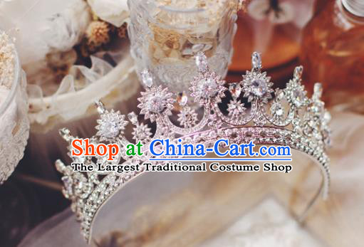 European Court Hair Accessories Wedding Bride Hair Clasp Handmade Baroque Argent Crystal Royal Crown