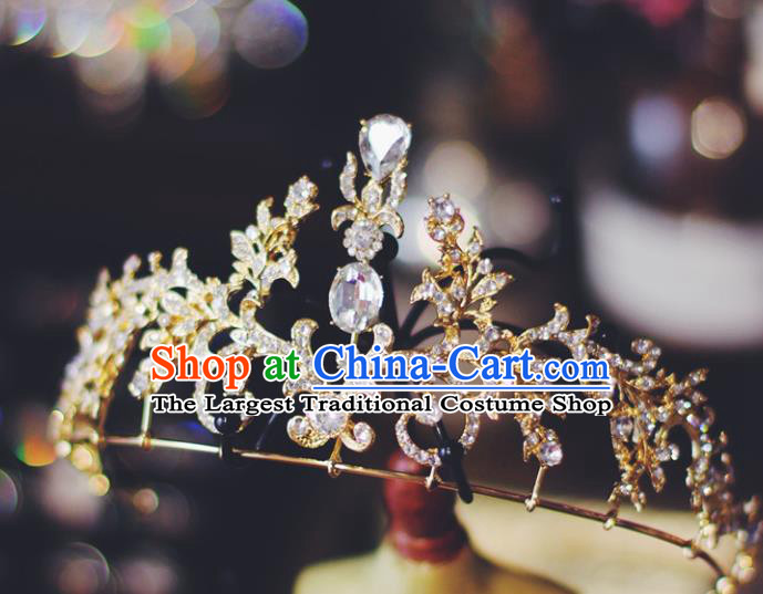 Handmade Baroque Bride Headwear European Wedding Golden Royal Crown Court Retro Hair Accessories