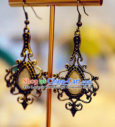 Top Grade Baroque Bride Ear Jewelry European Black Earrings Accessories