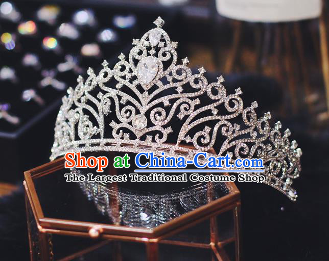 European Wedding Crystal Royal Crown Handmade Court Hair Accessories Baroque Princess Argent Hair Clasp