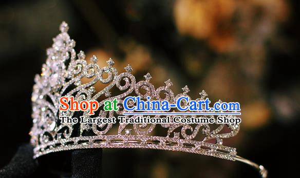 European Wedding Crystal Royal Crown Handmade Court Hair Accessories Baroque Princess Argent Hair Clasp
