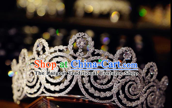 Baroque Zircon Royal Crown European Princess Headwear Handmade Wedding Luxury Jewelry Accessories
