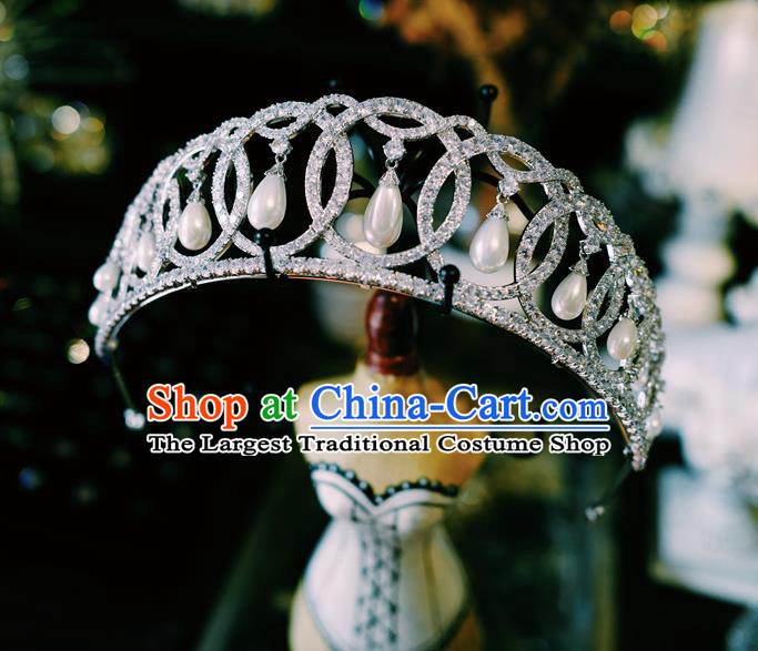 Baroque Princess Zircon Royal Crown European Wedding Bride Hair Accessories Court Hair Jewelry