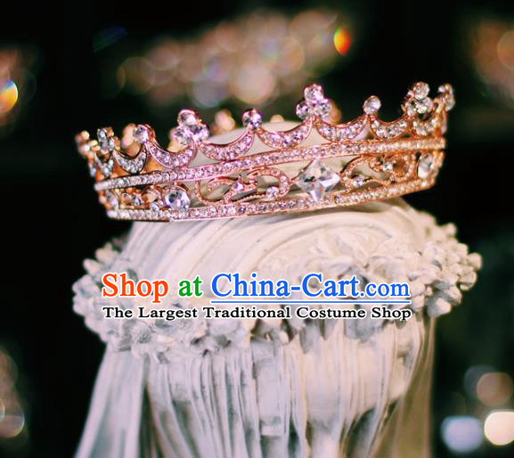 Handmade Women Jewelry Accessories European Princess Headwear Wedding Luxury Round Royal Crown Baroque Zircon Hair Clasp