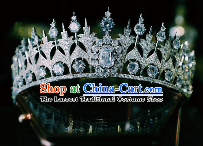 Handmade European Princess Headwear Wedding Luxury Royal Crown Baroque Zircon Hair Clasp Women Jewelry Accessories